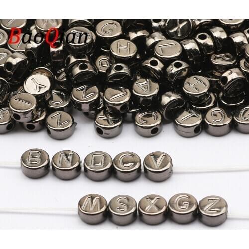 100-500pcs Mixed Alphabet Gun Black Color 4x7mm Acrylic Spacer Letters Beads For Jewelry Making Handmade Bracelet Necklace