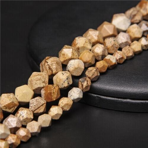 Natural Faceted Picture Jaspers Stone Beads For Jewelry Making 15inches Natural Stone Beads 6/8/10mm Fit DIY Bracelet Necklace