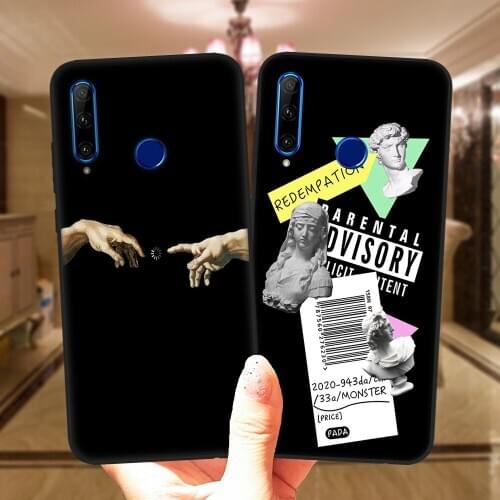 Funny David Mona Lisa Art Phone Case For Huawei Honor 10i 20i 30i 9X 8X 10 20 30 Pro 10X Lite Black Capa Soft Silicone Cover