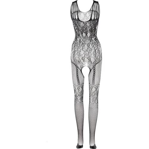 Black Sexy Lace Bodystockings Women Fishnet Open Crotch catsuit Mesh tights Lingerie Erotic Bodysuit Sleepwear jumpsuit Teddies