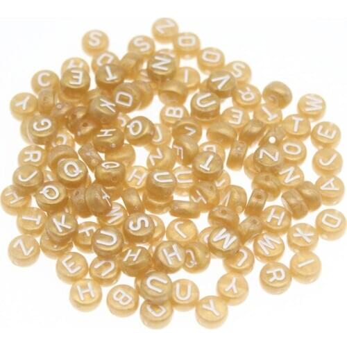 CHONGAI 300Pcs Round Gold Acrylic Letter Beads For Jewelry Making Kid Diy Material Loose Spacer 4*7mm