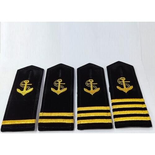 10 Pair The US Navy Shirt Uniform Shoulder Badge Anchor Propeller Gold Strip Epaulettes DIY Craft Clothes Decor for Navy Costume
