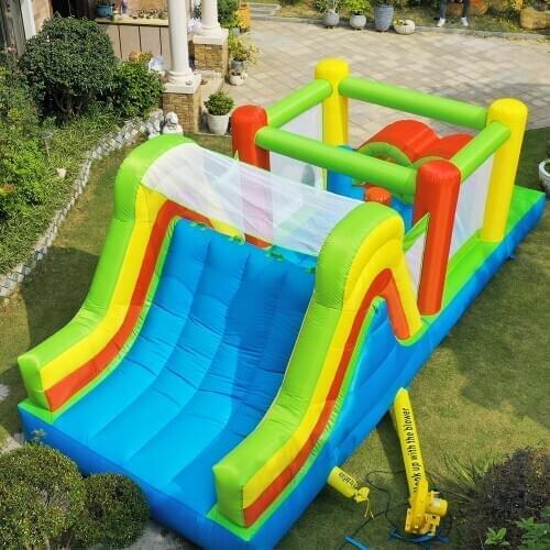 YARD Giant Inflatable Obstacle Course Large Climbing Wall Slide Super Combo Bounce House 6 in 1 with Blower Inflatable Bouncer
