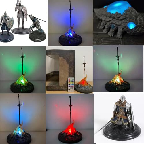 Crystal Lizard Statue Crystal Lizard Figure Light-up Dark Souls Figure Model Toy with LED Light