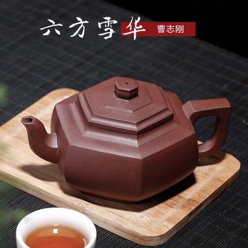 Mud six square snow white purple sand pot sale on behalf of Chinese teapot all hand-made gifts customized one piece