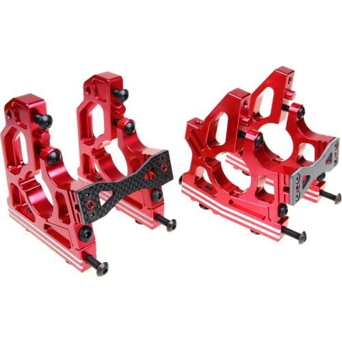 GTB CNC Alloy Front & Rear Center Diff Differential Bracket Sets for Losi DBXL ,MTXL (Silver/Red)