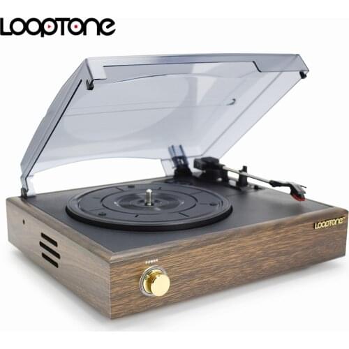 LoopTone Nostalgic Belt-Drive Turntable Vinyl LP Record Player W/ 2 Built-in Speakers 33/45/78RPM PC Link AC110~130V&220~240V