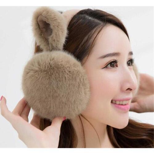 VISNXGI Fashion Women Girl Fur Winter Ear Warmer Earmuffs Cute Cat Ear Muffs Earlap Winter Faux Fur Earmuffs Headband Newest