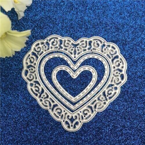 3 Pcs Metal Cutting Dies Love Heart Stencils for DIY Scrapbooking/photo album Decorative Embossing DIY Paper Cards