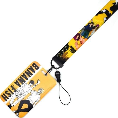 Multi-function ID Card Set Mobile Phone Lanyards Japan Anime BANANA FISH Neck Strap Keychain Lanyard Gifts for Cartoon Fans NEW
