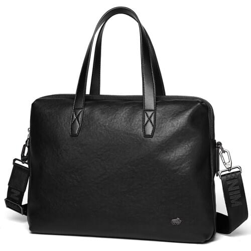 Bison Denim Multifunction Genuine Leather Business Briefcase Fashion Mens Crossbody Bags Cowhide High Quality Male Handbags