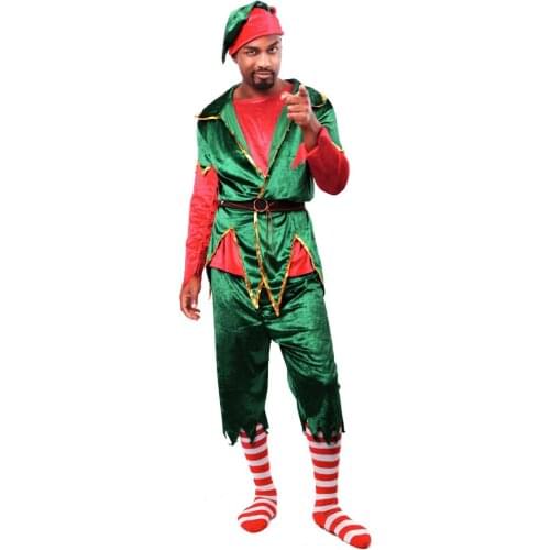 Man Clown Elf Costume Christmas Tree Outfit Santa Claus XMAS Christmas Fancy Dress
