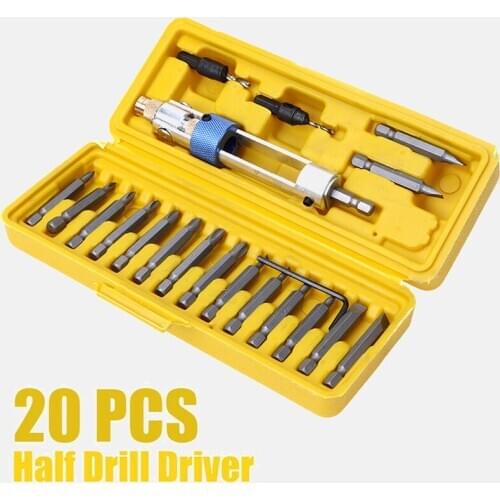 20Pcs Halftime High Speed Steel 16 Different Kinds Head Countersink Bits Allen Wrench Drill Multi Screwdriver Sets