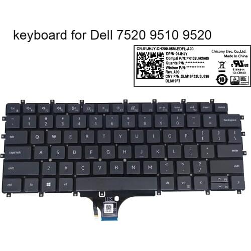 US Norway backlit Keyboard Dell Latitude 7520 9510 9520 NE Nordic English computers keyboards light laptop parts 0HW7KV 01JHJY