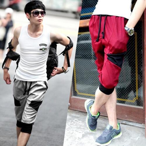 2018 new summer mens casual cropped trousers trendy mens pants