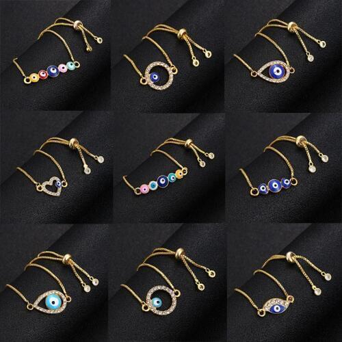 New multi-style fashion heart-shaped Turkish eyes evil spirits bracelet charm fashion adjustable ladies jewelry gifts