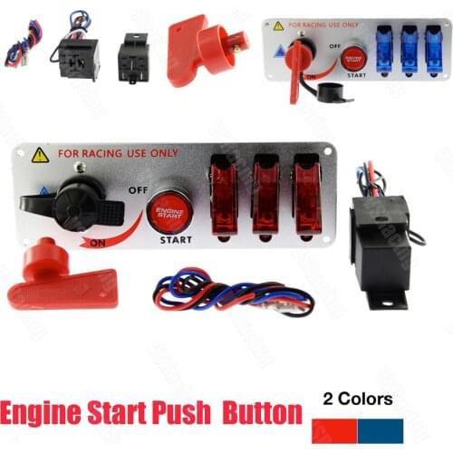 12V Ignition Switch Panel for Racing Car Engine Start Push Button Toggle Switch Pilot Fighter Plane Style with Quick Start Key
