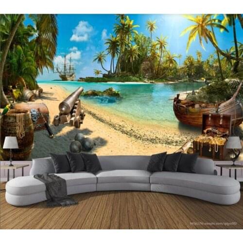 Papel de parede Magic pirate treasure island landscape 3d wallpaper mural,iving room tv wall bedroom wall papers home decor