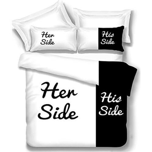His Side and Her Side Trim Duvet Cover Sets With 2 Pillow Cases
