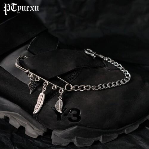 PTyuexu 2021 New Punk Cool Retro Hollow Feather Chain Street Anklets Jewelry Gift Foot Accessories Metal Paperclip Chains