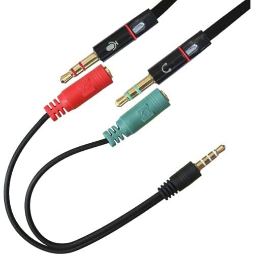 3.5mm Audio Stero Splitter Male to Earphone Headset + Microphone cable Adaptor for PC iPhone Cell Mobile Phone Pad