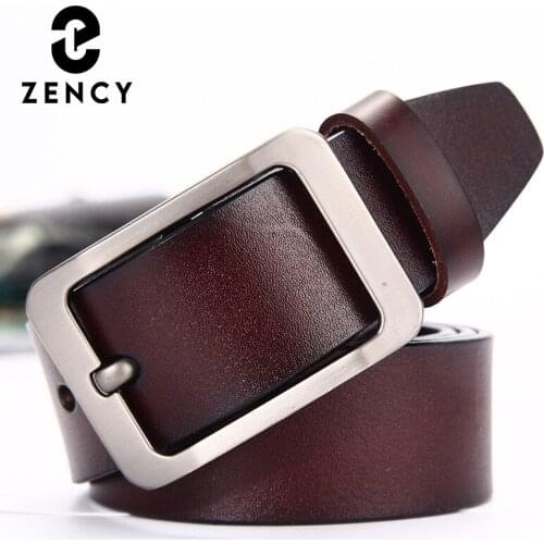 Zency Mens Fashion Vintage High Quality For Male Soft Cowhide Leather Waist Belt All-match Design Adjustable Belt For Jeans