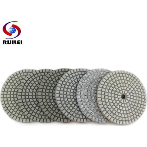 RIJILEI 6Pcs/Set 100mm Dry Polishing Pad 4" Marble Polishing Pads Stone White Diamond Polishing Pad Use for Floor Granite HC02