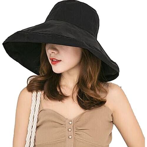 MAERSHEI Sun Hat Anti-UV Cotton Summer Hat For Women Vacation Wide Brim Beach Hat Foldable Bucket Hat large Brim Cap