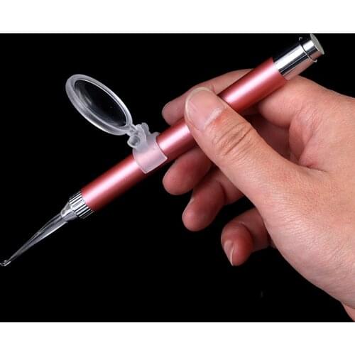 LED FlashLight Earpick Safe Ear Cleaner Endoscope Penlight Spoon Cleaning Ear Curette Light Spoon With Magnifier Ear Wax Removal