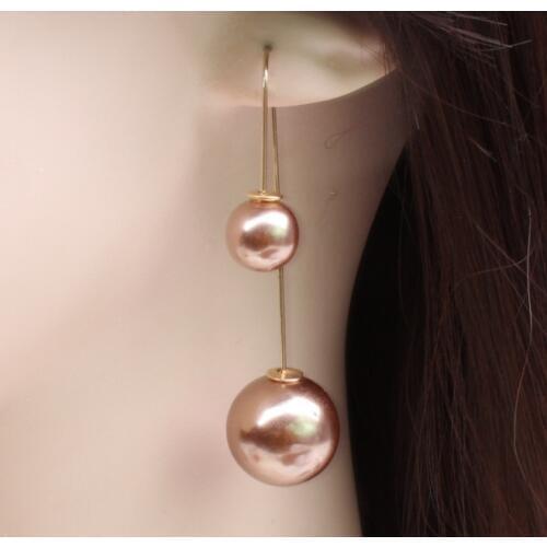 U-Shape Double Side Pendent Faux Pearl Ball Drop Earring Dangle Earrings for Women Girls Bijou Party Jewelry