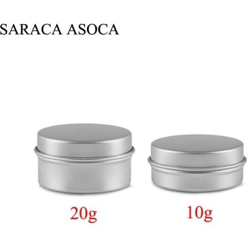 Whosale10g 20g Aluminum Tin Jar Lip Balm Container Empty Candle Jars Metal Containers Cream Pot Box 100Pcs
