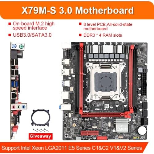 X79M-S LGA 2011-V2 Motherboard 2-Channel DDR3 64G RAM M.2 NVME SATA III USB 3.0 for Xeon V2 E5 All Series Such As 2680 2670 2660