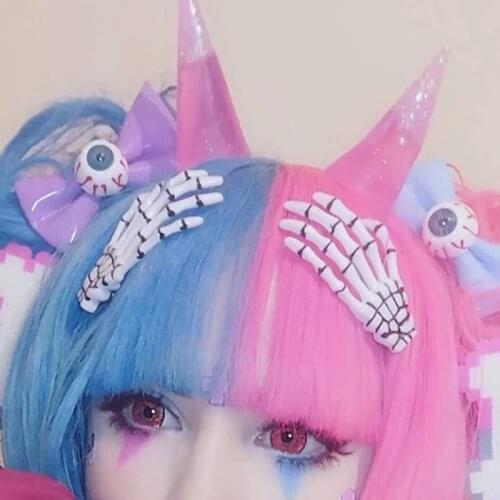 1pair Goth Skeleton Hand Bone Hair Clips Punk Hairpins Dress-up Costume Halloween Cosplay Party 90s Style Hair Accessories Gifts