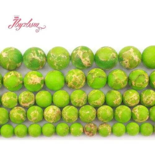 Green Sea Sediment Imperial Jaspers Beads Round Smooth Stone Beads for DIY Necklace Bracelet Earring Jewelry Making Strand 15"
