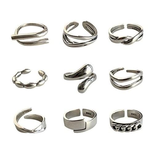 Retro Neutral Ring For Women Party Silver Color Opening Ring For Students Hip-hop Punk Trendy Rings Minimalist Jewelry Gifts