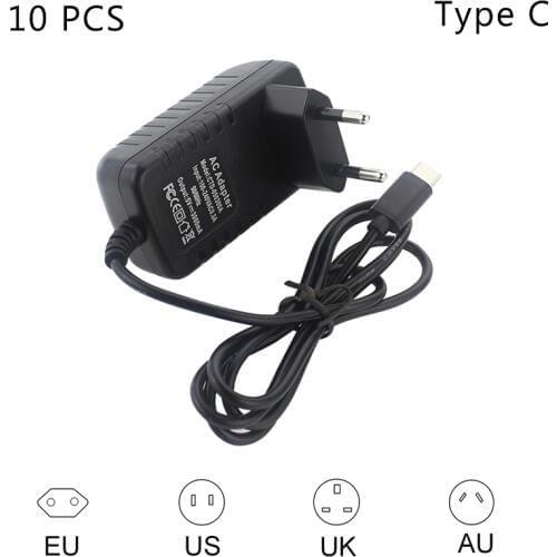 10 PCS 5V 3A USB C Power Adapter for Raspberry Pi 4 Model B AC 100-240V Input EU US UK AU Plug USB Type C Power Supply for Pi 4