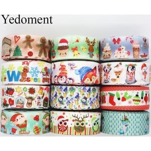 10 Yards 1'' 25MM Christmas Day Printed Grosgrain Ribbons For Hair Bows/ Gift Packaging DIY Handmade Materials Y19072403