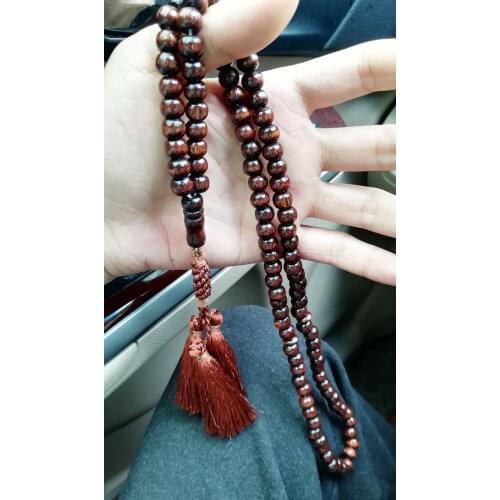 2pc/lot Natural Wood Prayer Beads Rosary Islamic Muslim Tasbih Allah Masbaha Misbaha Subha Prayer Hat Car Hanging Ramadan Eid