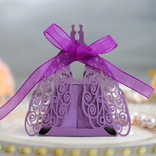 20pcs Peacock Laser Cut Carriage Favors Cookie Box Gifts Candy Boxes with Ribbon Baby Shower Dragee Wedding Party Supplies