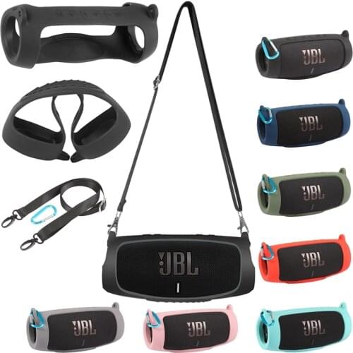 2021 Newest Bluetooth Speaker Case Soft Silicone Cover Skin With Strap Carabiner for JBL Charge 5 Wireless Bluetooth Speaker Bag