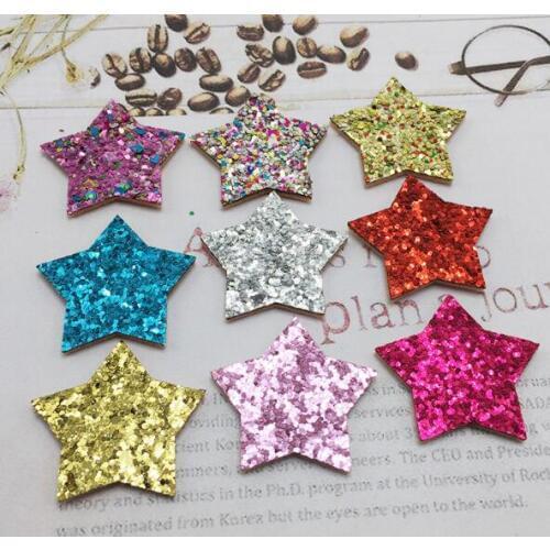 3.5cm 50pcs Mix 9colors Glitter Star Padded Appliques Children headwear Accessories, DIY patches Baby Garment Accessories