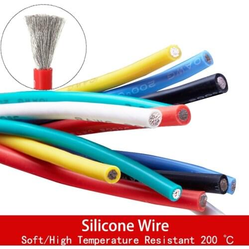 5Meters Heat-Resistant Soft Silicone Wire 26/24/22/20/18/17AWG Single-Core Multi-Strand Tinned Copper Core Multi-Color Cable