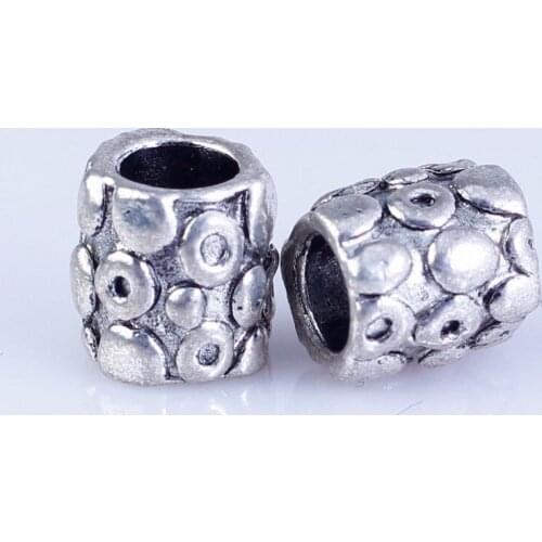 50pcs Tibetan Silver Metal DIY beads big hole round beads fit for style European Bracelets