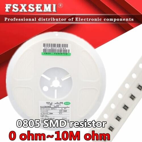 5000pcs 0805 SMD 1/8W chip resistor 0R ~ 10M ohm 0 10R 100R 220R 330R 470R 1K 4.7K 10K 47K 100K 0 10 100 330 470 ohm
