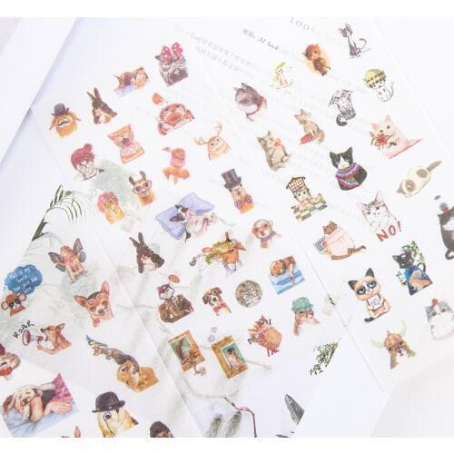 6 Sheets /Pack Cute Cats Family Adhesive Stickers Decorative Album Diary Stick Label Hand Account Decor Stationery