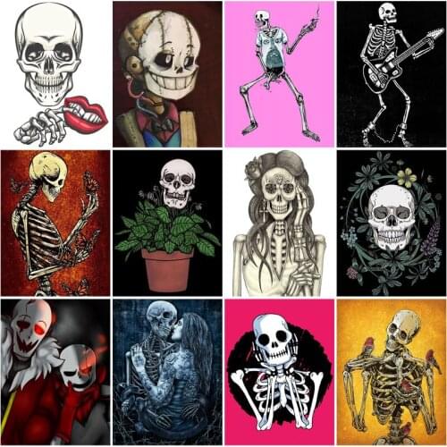 5D Diy Diamond Painting Cool Skull Cartoon Pictures Full Round/square Drill Embroidery Cross Stitch Home Decor Handmade Art Gift