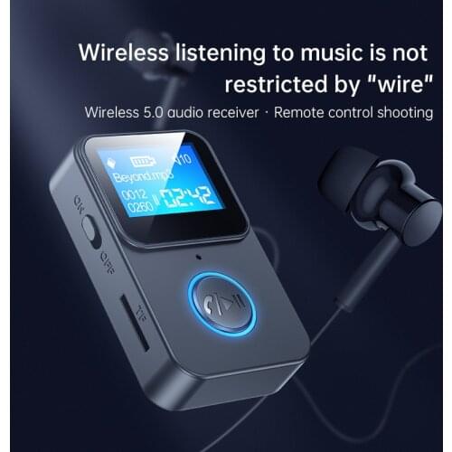 Bluetooth 5.0 Audio Receiver LCD Display TF Card MP3 Player 3.5mm AUX Stereo Music Wireless Adapter for Car Speaker Headphone