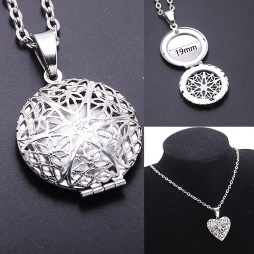 Hollow Silver Color Heart Locket Pendant Necklace Fashion Classic Woman Photo Frame Necklace Best Gift Jewelry Top Quality