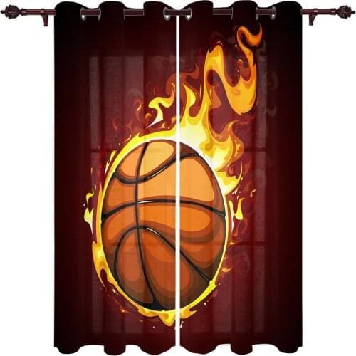 Basketball Flame Athletics Windows Curtains Living Room Bedroom Kitchen Curtains For Children Drapes