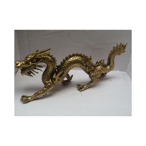 Free shipping Long 11 inch Metal crafts Home Decoration Chinese Brass Carved Dragon Statue/Chinese dragon Sculpture fast Shippi